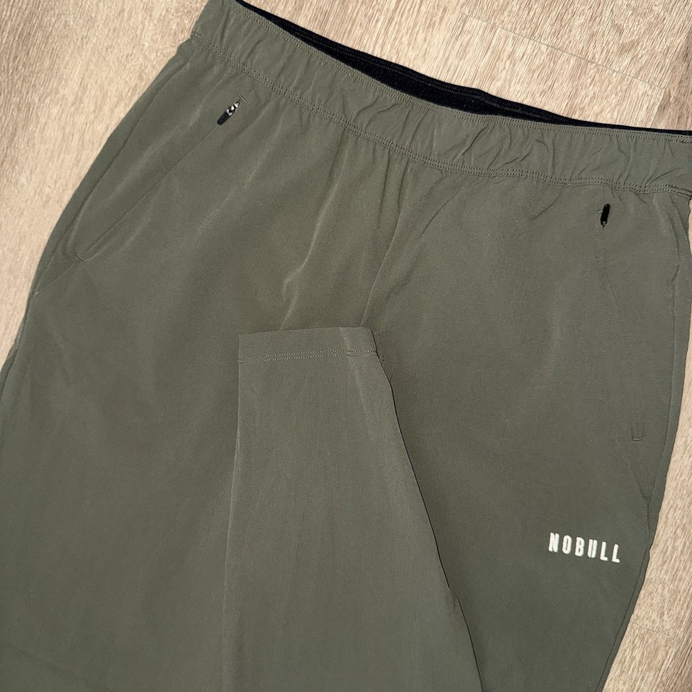 NOBULL Performance Joggers Olive Green Men's Small Nylon Stretch Tapered